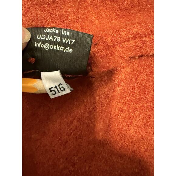 OSKA Boiled Wool Jacket Cardigan SIZE 1 / Small Orange 100% Wool Two Button - Picture 6 of 10